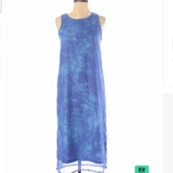 Adidas Originals Blue Overlay Tank MIDI Dress XS EXTRA SMALL RACERBACK NWT NEW - Picture 2 of 9